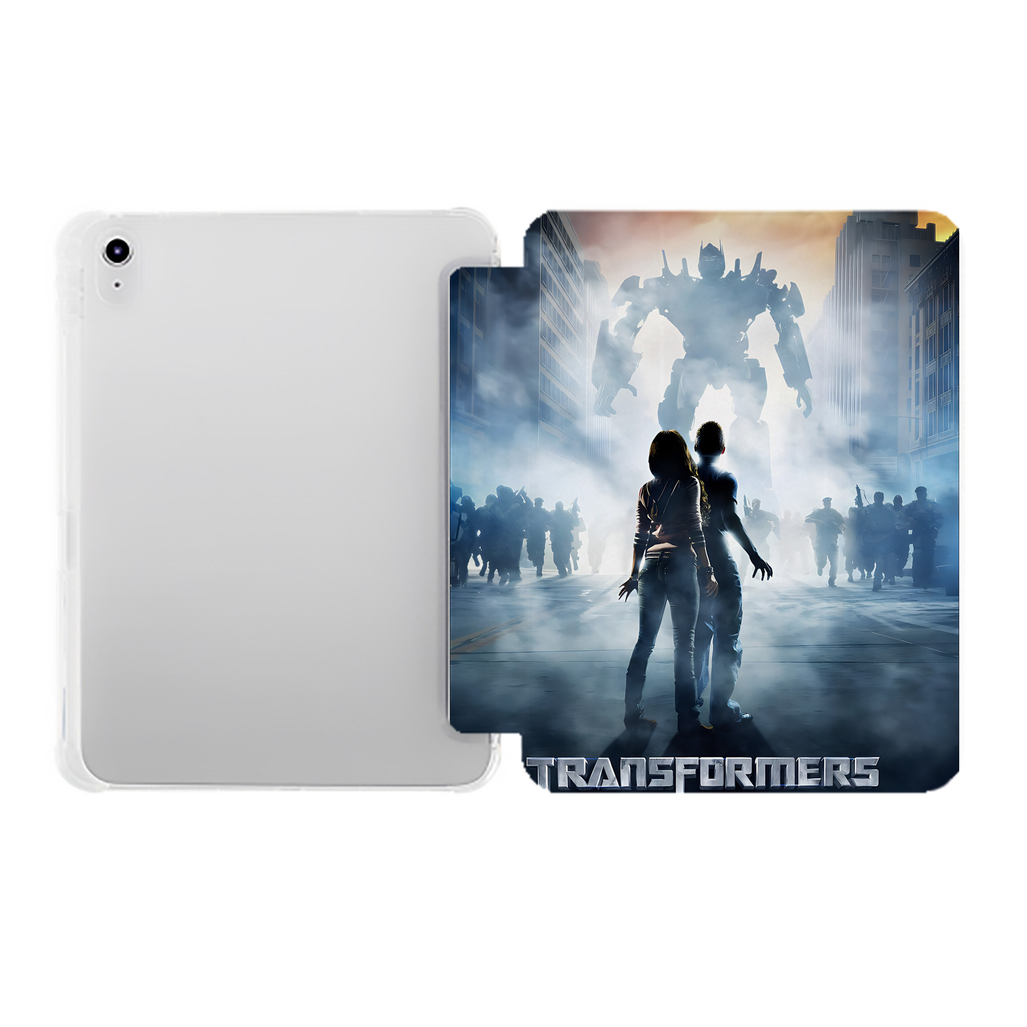 （画像用） Transformers トランスフォーマー IPad ケース ペン収納付き 三つ折りスタンド PUレザー×シリコン 対応機種9.5/10.5/10.9インチ